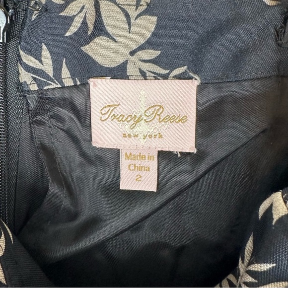 Tracey Reese Strapless Floral Top Silk/Wool Black & Beige Bustier with Bow - Picture 6 of 9